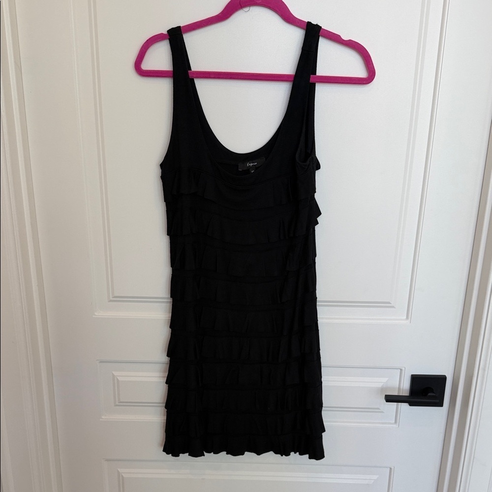 Express Black Ruffle Mini Dress